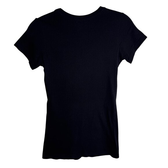 Guess Black Graphic T-Shirt Blonde Model Image & Large Logo Womens S - Picture 5 of 5